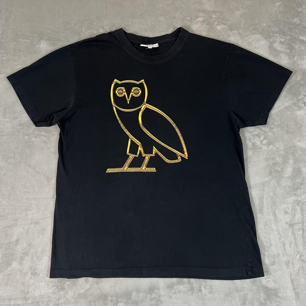 Drake OVO Owl Headgear Classics Shirt Mens 2XL Black Gold Owl Logo